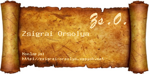 Zsigrai Orsolya névjegykártya